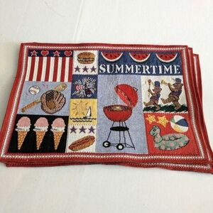 Set Of Six Placemats Summertime Cookout Ice cream Design 19 x 13 Cloth